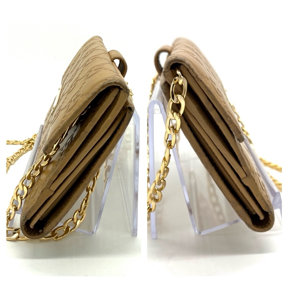 Gucci Guccissima Leather Flap Continental Long Wallet Bifold GG Tan Gold Logo - Picture 4 of 15